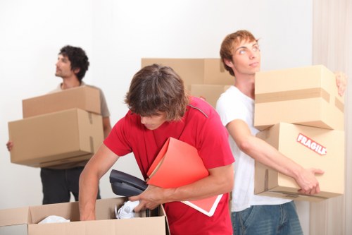 Organised moving boxes ready for transport in Shepherds Bush