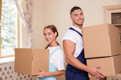 Furniture and boxes prepared for a removals booking